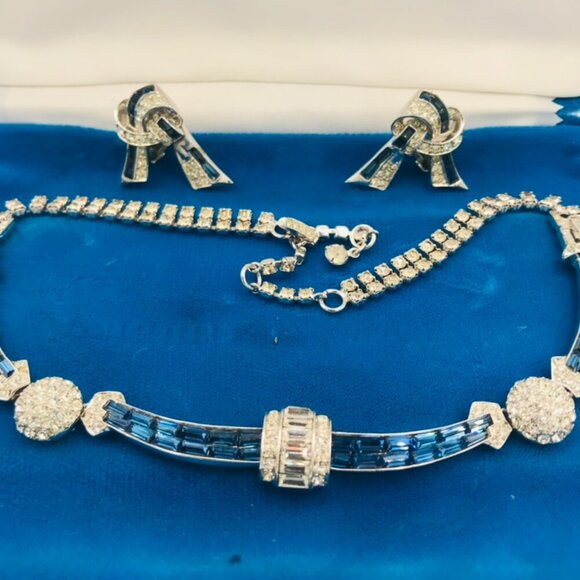 Rare Marcel Boucher Pavé Hemisphere or Pom Pom Necklace and Earrings Set - Picture 2 of 16